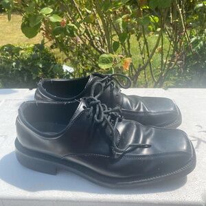 Kenneth Cole Reaction Oxford Dress Shoes Mens Black Leather Square Toe Size 10